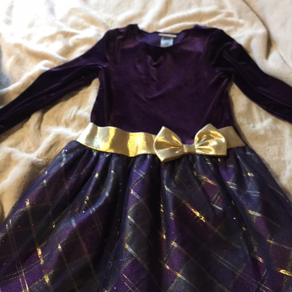 Dark purple and gold dress